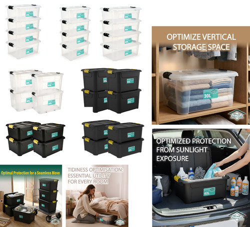 4pk plastic storage - plastic, boxes