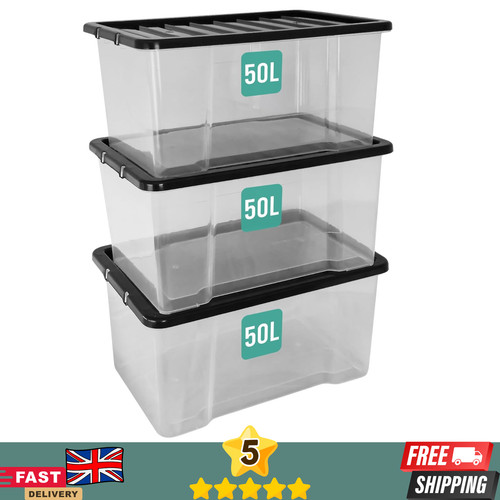 50l clear plastic boxes - 50l, with